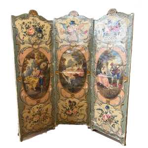 4 - Paravento dipinto - Francia fine XIX - inizio XX secolo